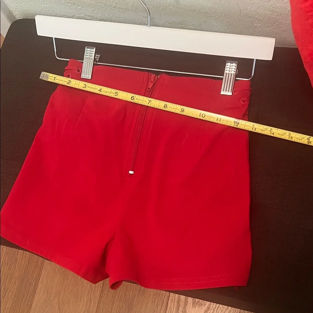 #1649** Spirit Red High-Waist Lace-Up Side Shorts - Picture 6 of 10